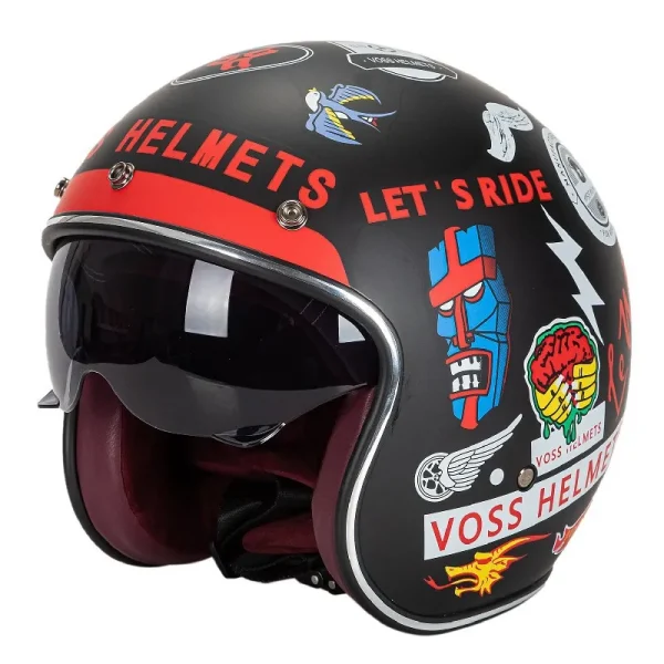 casque jet moto street art homme en abs