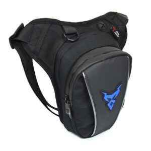 sacoche de jambe moto tête bleue