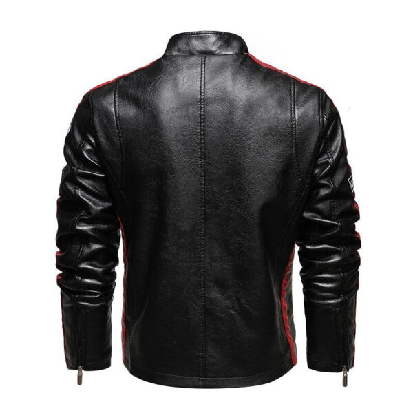 Veste Moto Racing Vintage Noir Simili Cuir