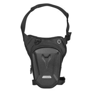 sacoche de jambe moto en tissu aspect carbone