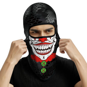 cagoule en tissu motif clown pour moto