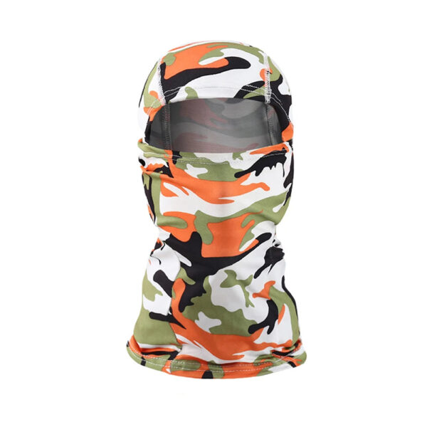 cagoule intégrale moto camouflage vert blanc noir orange
