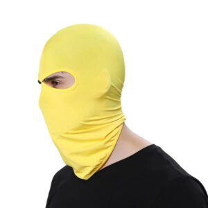 cagoule thermique jaune pour moto avec deux trous