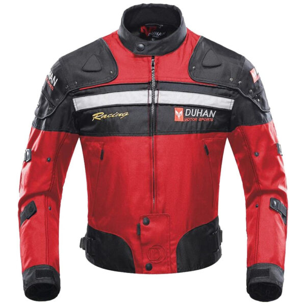 veste de moto coupe-vent rouge en textile