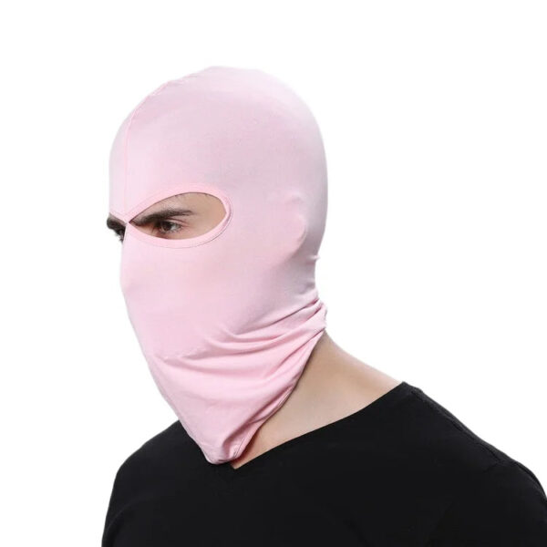 cagoule moto rose avec deux trous pour homme et femme