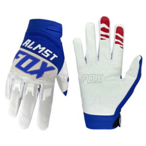 gant moto cross blanc bleu