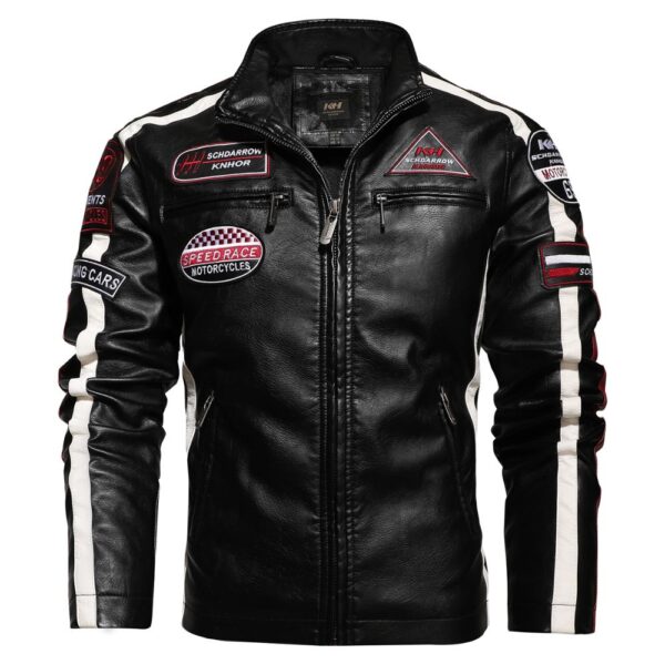 veste de moto en simili cuir noir