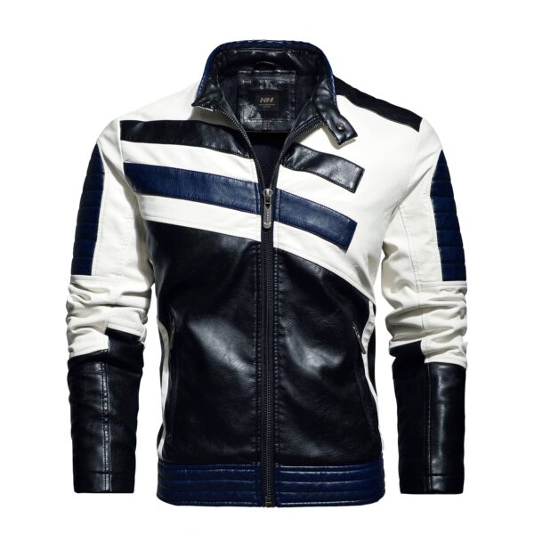 Veste Moto Blue Cool Style Simili Cuir