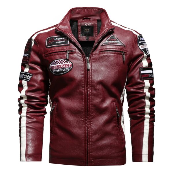 veste moto rouge vintage en simili cuir